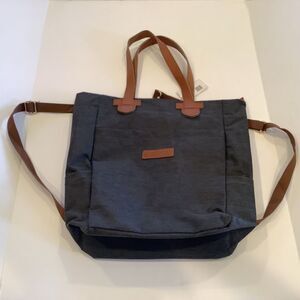 CRG Prestige Convertible Backpack Tote Bag Black Tan Denim Travel School